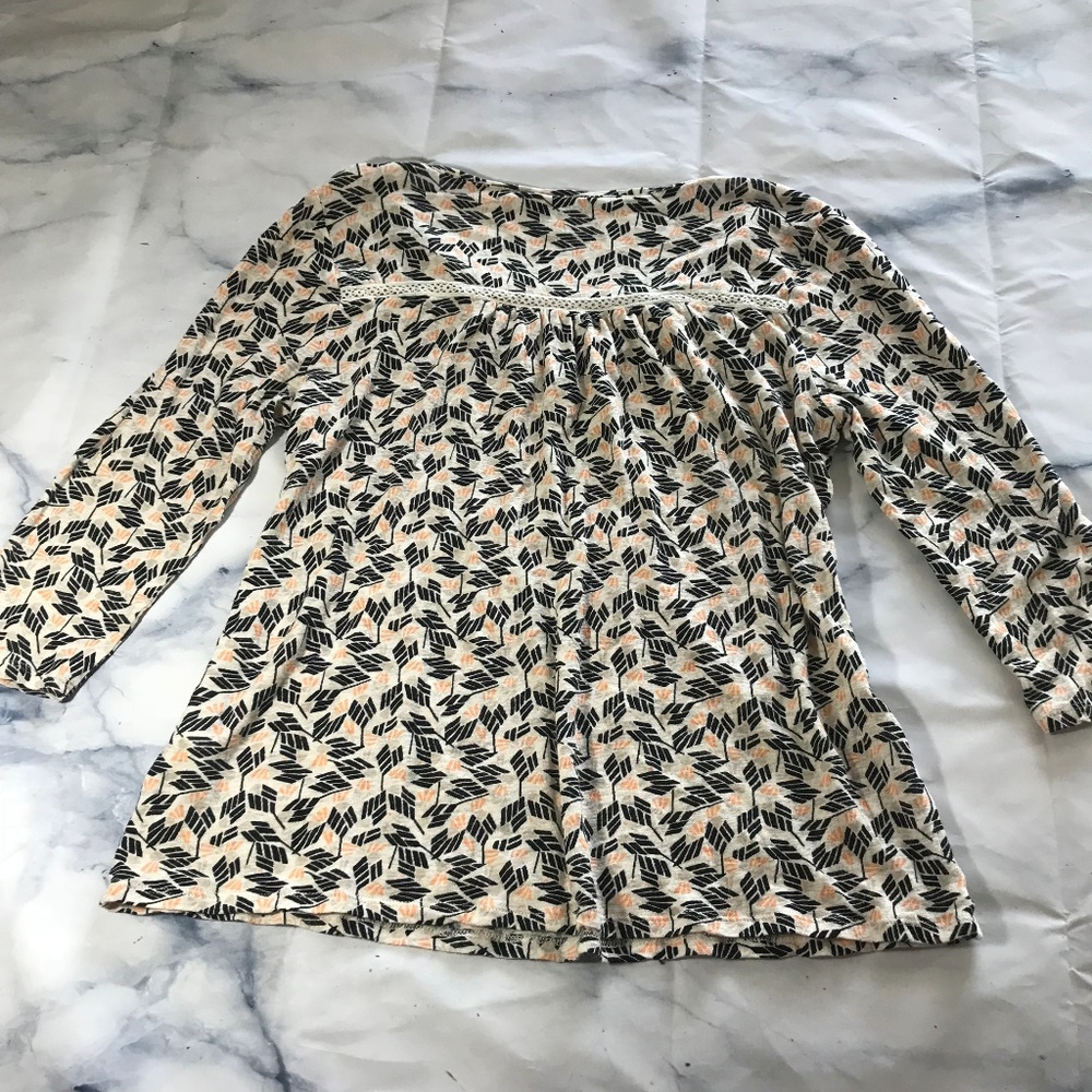 Lucky Brand Cream Linen Blend Embroidered Blouse - Picture 7 of 7